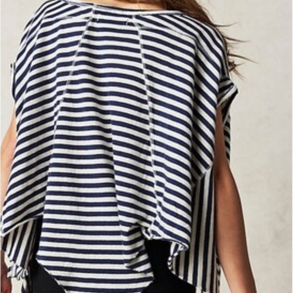 Free People We The Free Angel Striped Asymmetrical Tee Size Large - Picture 13 of 14
